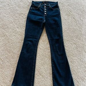 Veronica Beard Beverly Button Fly High-Rise Flare, size 27